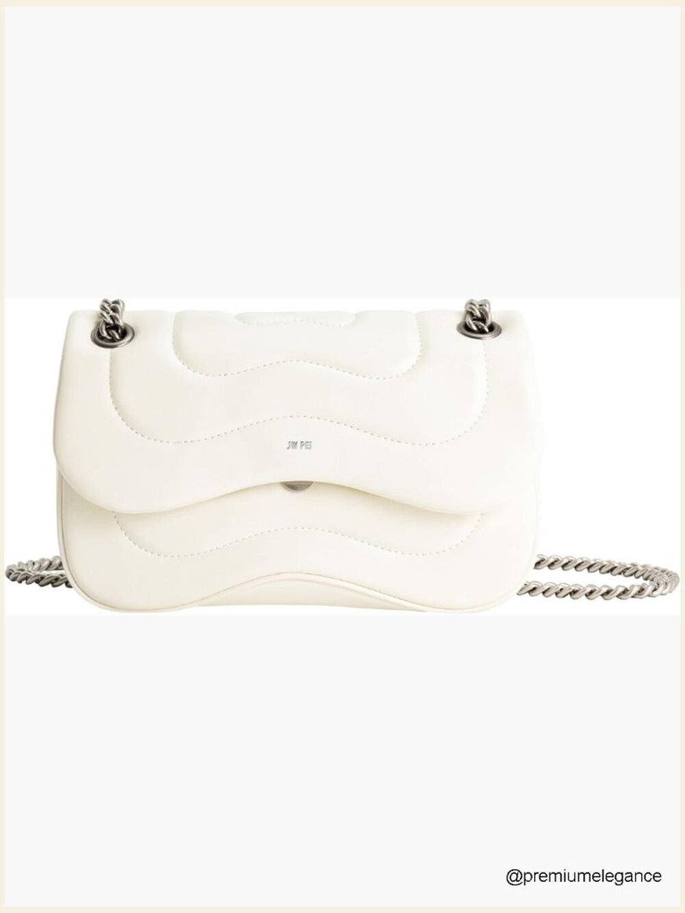 Vegan Leather Quilted Chain Crossbody Bag with Push Lock